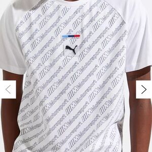 Puma Men's White and Blue Motorsport Tee L